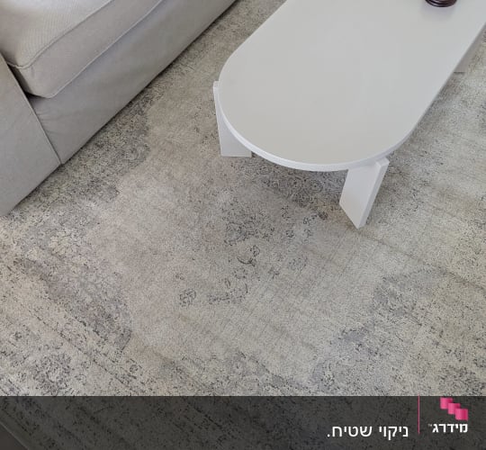 ספה ושולחן בסלון עם שטיח